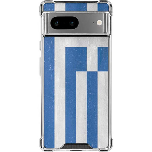 Greece Flag Distressed Google Pixel 8a Clear Case